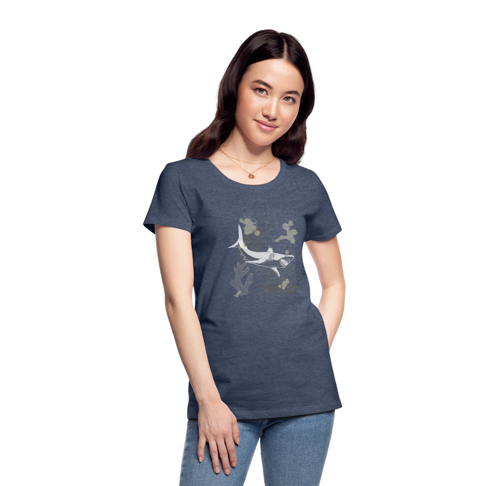 Vintage Steampunk Hai Motiv - Frauen Premium T-Shirts - Blau meliert