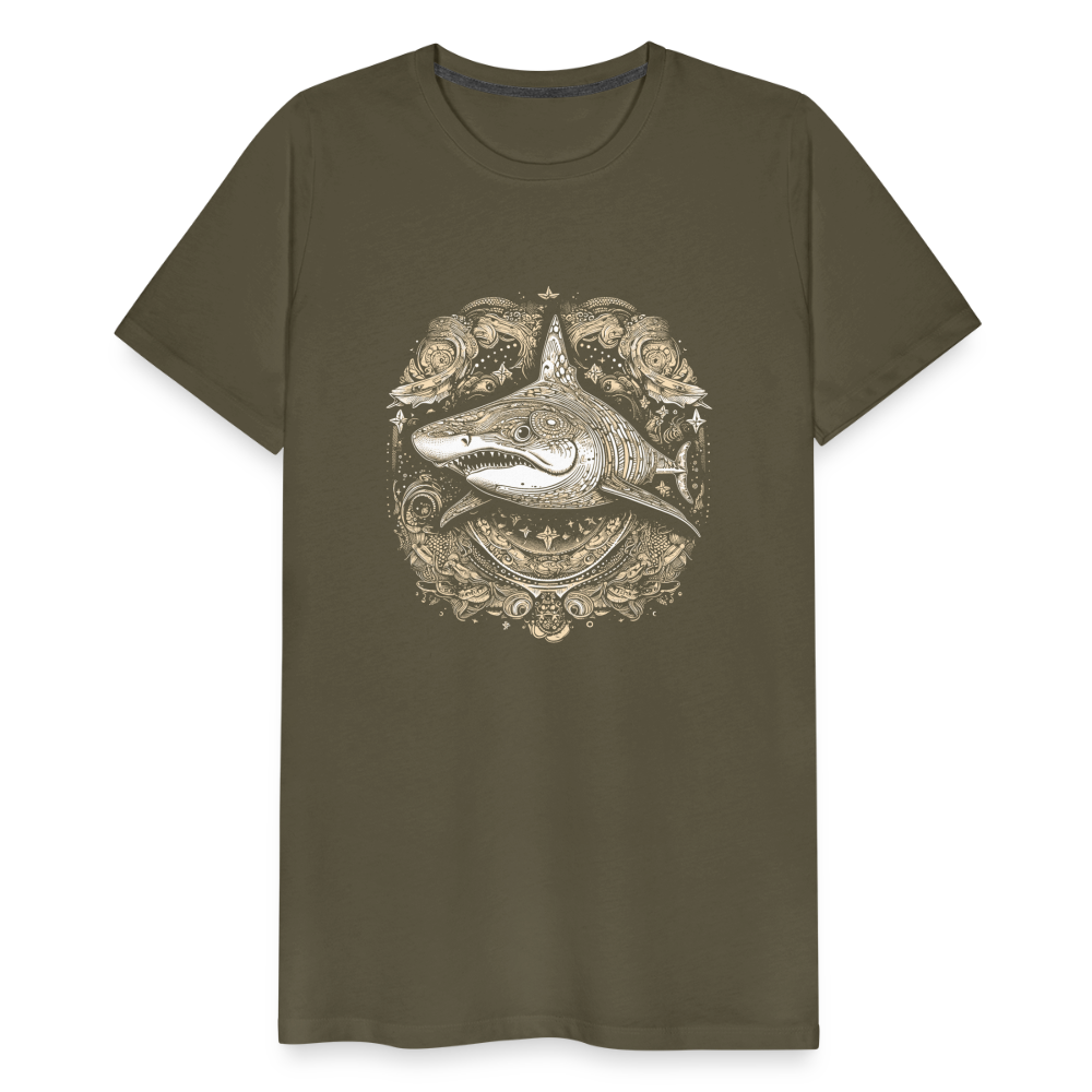 Cooler Hai mit Boho/Tribal Mustern - Männer Premium T-Shirts - Khaki