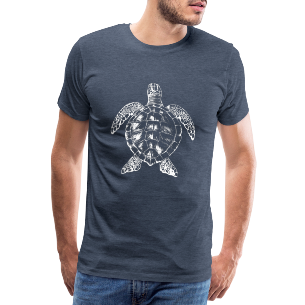 Meeresschildkröte - Monochrom - Männer Premium T-Shirt - Blau meliert