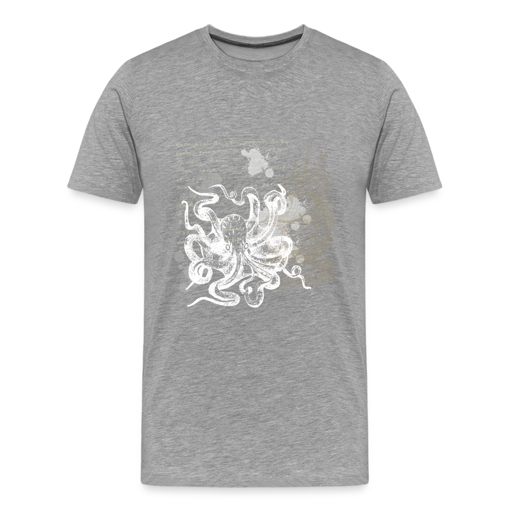 Vintage Steampunk Oktopus Motiv - Männer Premium T-Shirts - Grau meliert