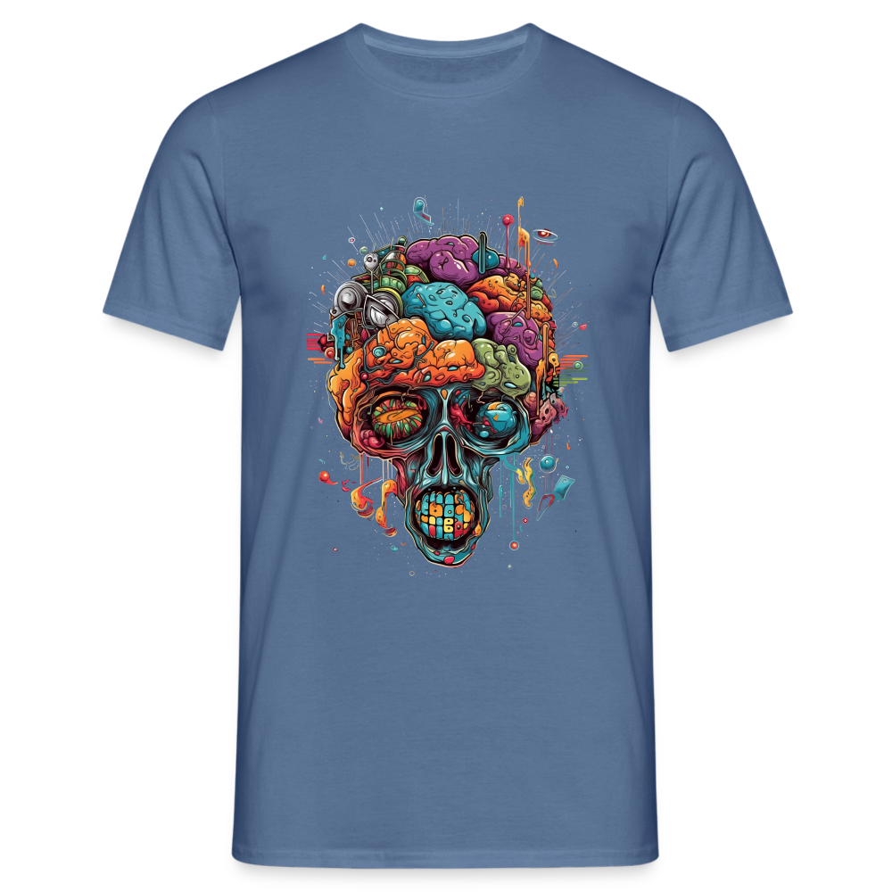 Surrealistischer, psychedelischer Totenkopf - Männer T-Shirt - Taubenblau