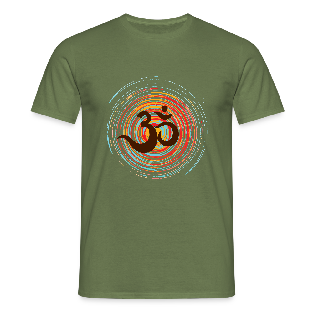 Om auf bunten Kreisen, Prana Zen Design - Männer T-Shirt - Militärgrün