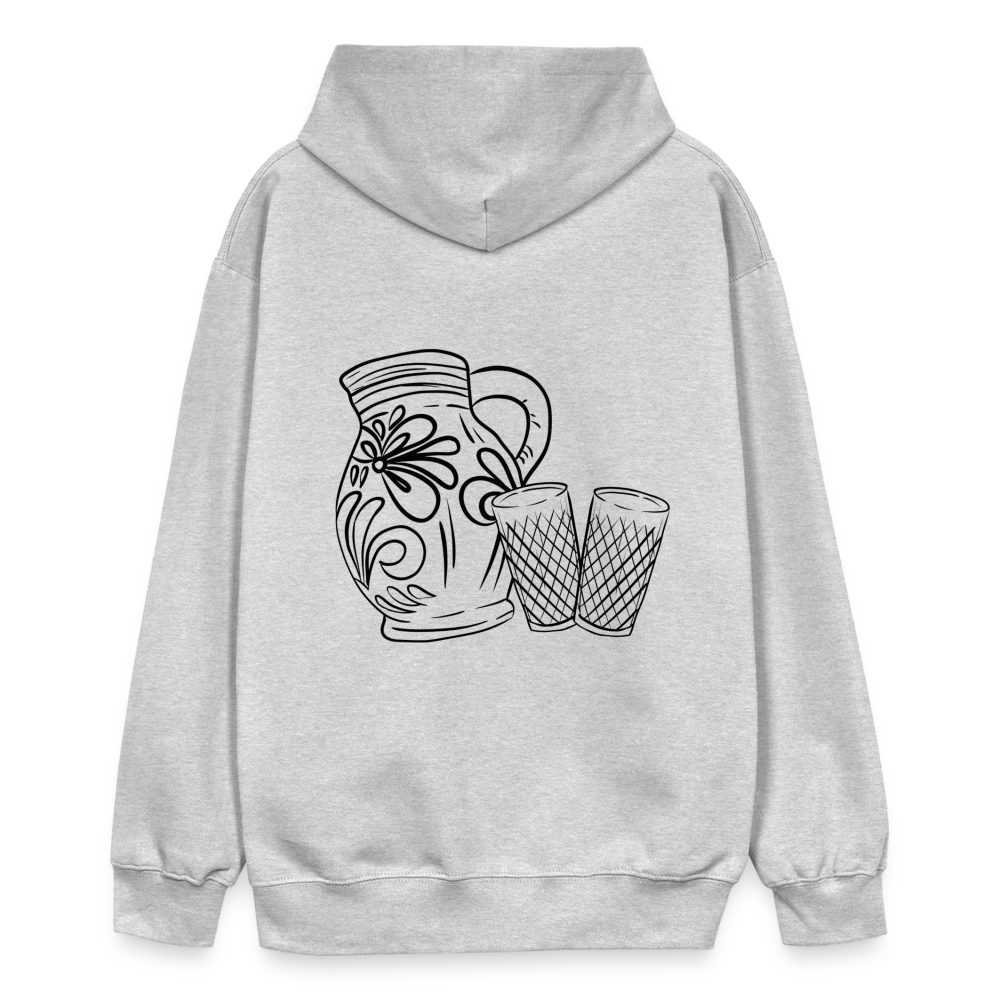 Bembel mit Gläsern - Hessisch Mundart - Unisex Premium Hoodie - Hellgrau meliert