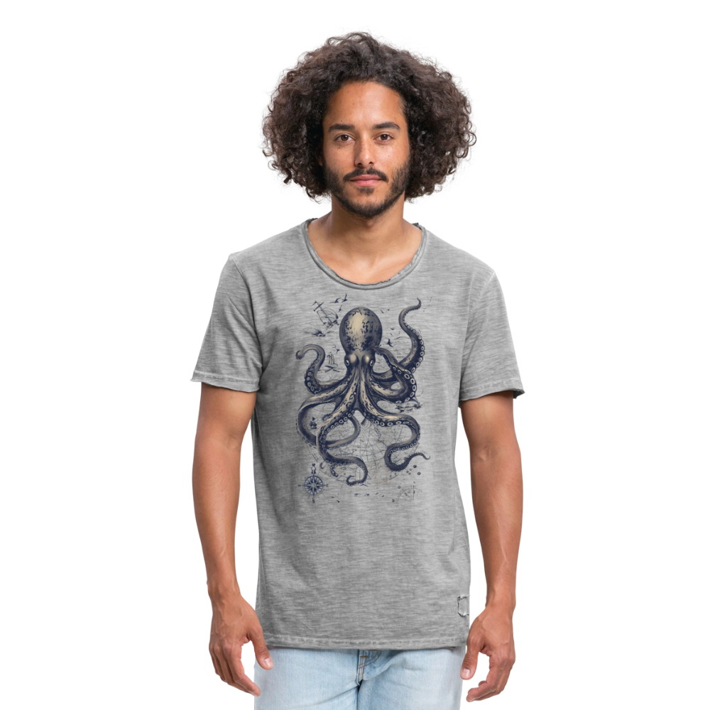 Steampunk Oktopus - Männer Vintage T-Shirt - Vintage Grau