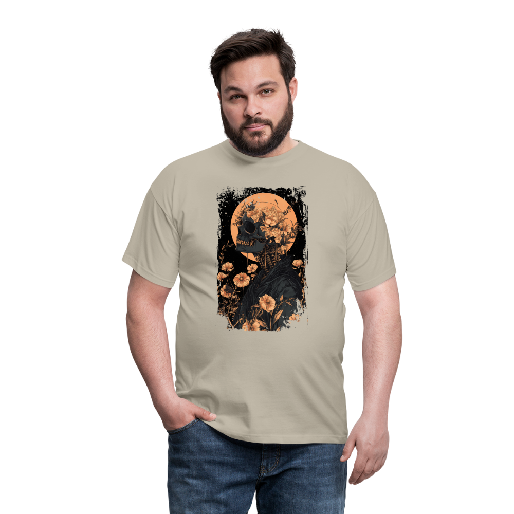 Boho Hippie Skelett im 60er, 70er Jahre Look - Männer T-Shirt - Sandbeige
