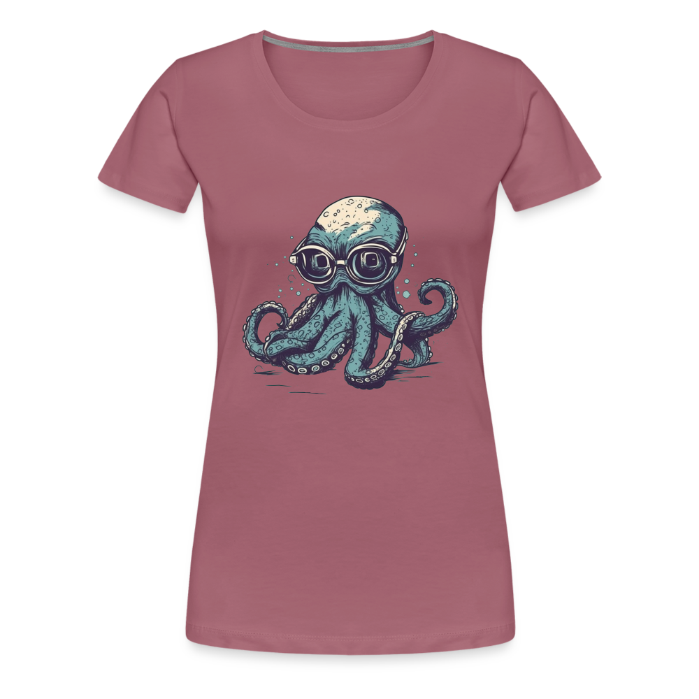 Nerdy Comic Oktopus mit Brille - Frauen Premium T-Shirts - Malve