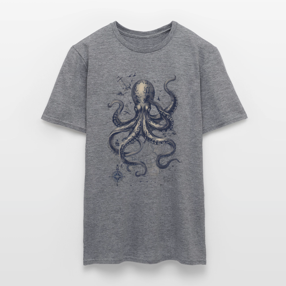 Steampunk Oktopus - Männer T-Shirt - Graphit meliert