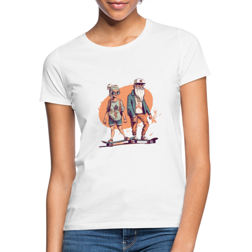 Cooles älteres Pärchen als Skater Hipster - Frauen T-Shirt - Weiß