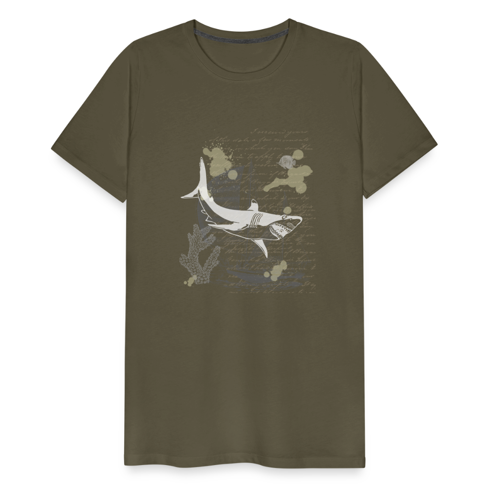 Vintage Steampunk Hai Motiv - Männer Premium T-Shirts - Khaki