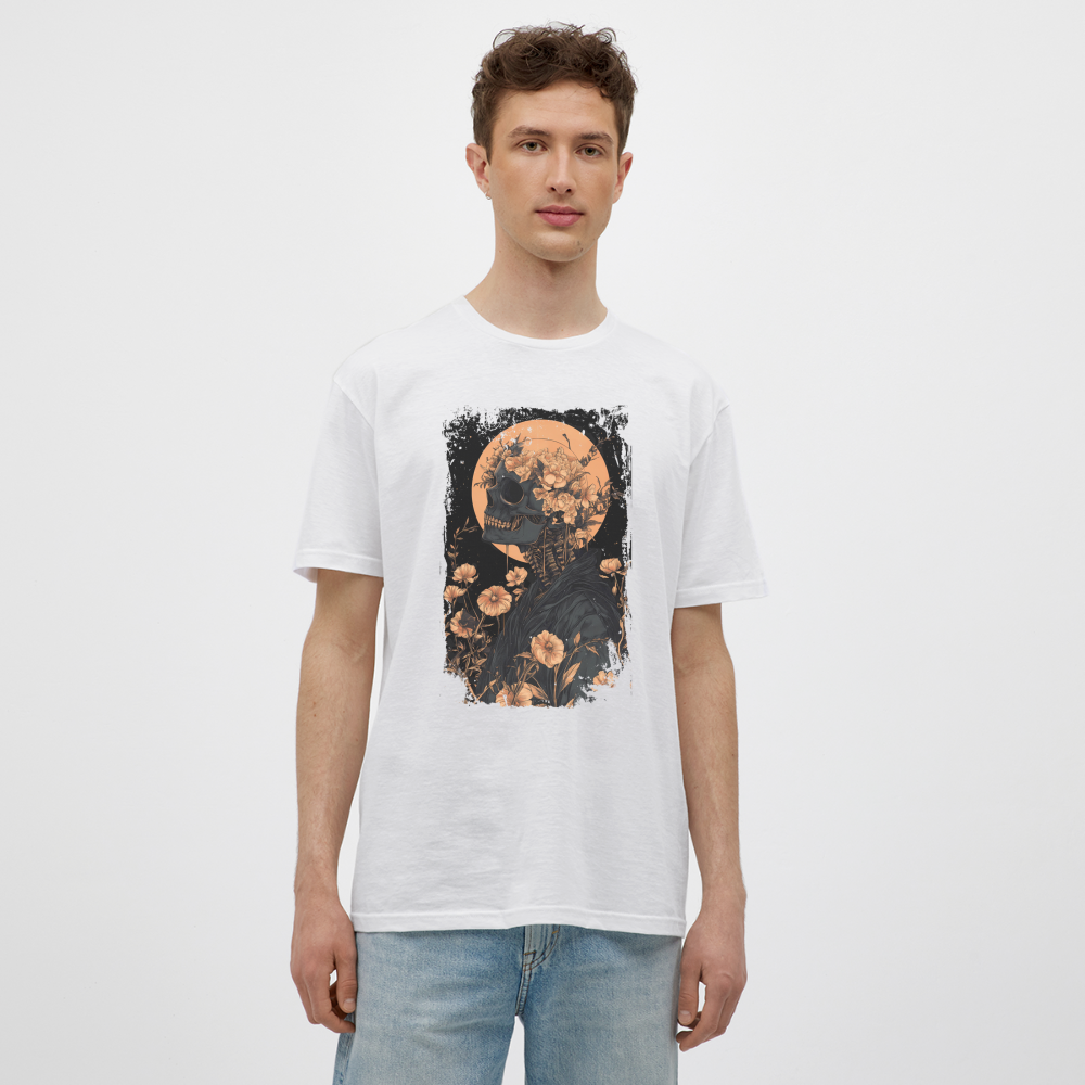 Boho Hippie Skelett im 60er, 70er Jahre Look - Männer T-Shirt - Weiß