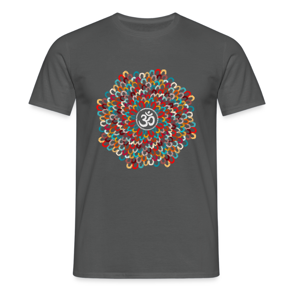 Yogi, Prana Mandala Om - Bunte Federn - Männer T-Shirt - Anthrazit