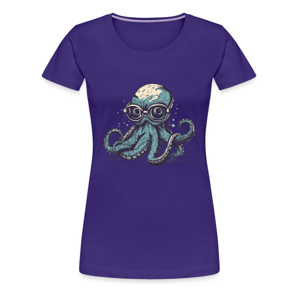 Nerdy Comic Oktopus mit Brille - Frauen Premium T-Shirts - Lila