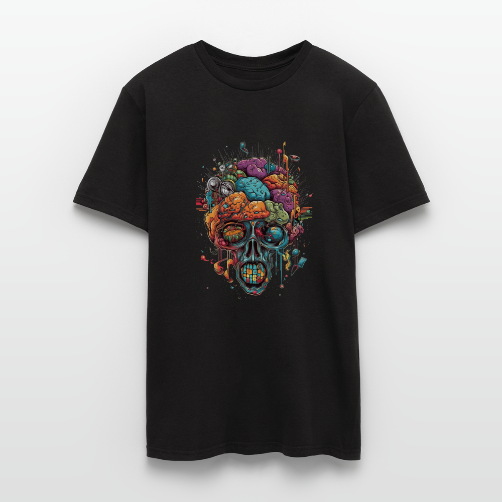 Surrealistischer, psychedelischer Totenkopf - Männer T-Shirt - Schwarz
