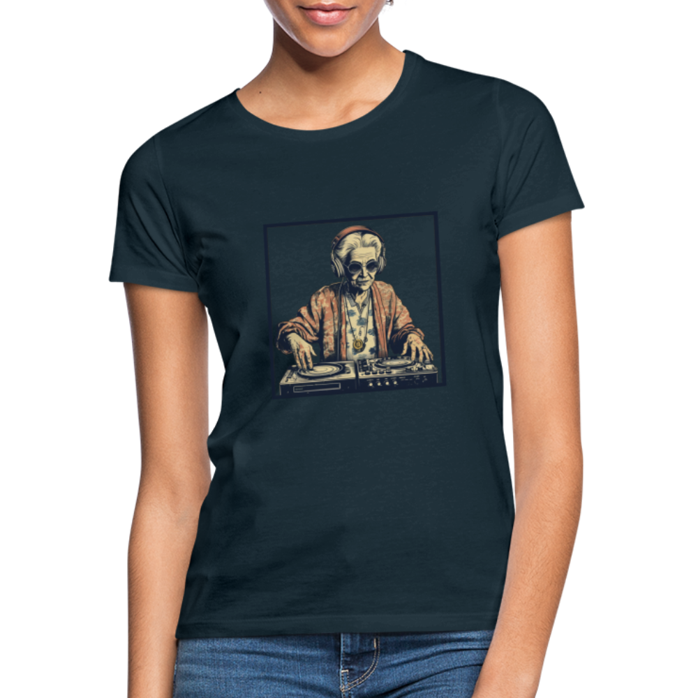 Coole alte Lady als DJane mit Kopfhörern - Frauen T-Shirt - Navy