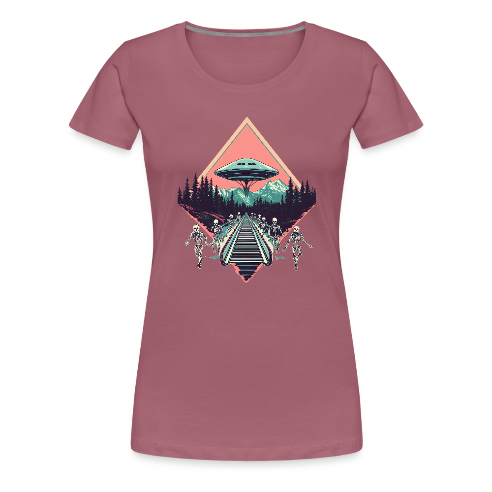 Retro UFO 80er Jahre Motiv - Frauen Premium T-Shirt - Malve