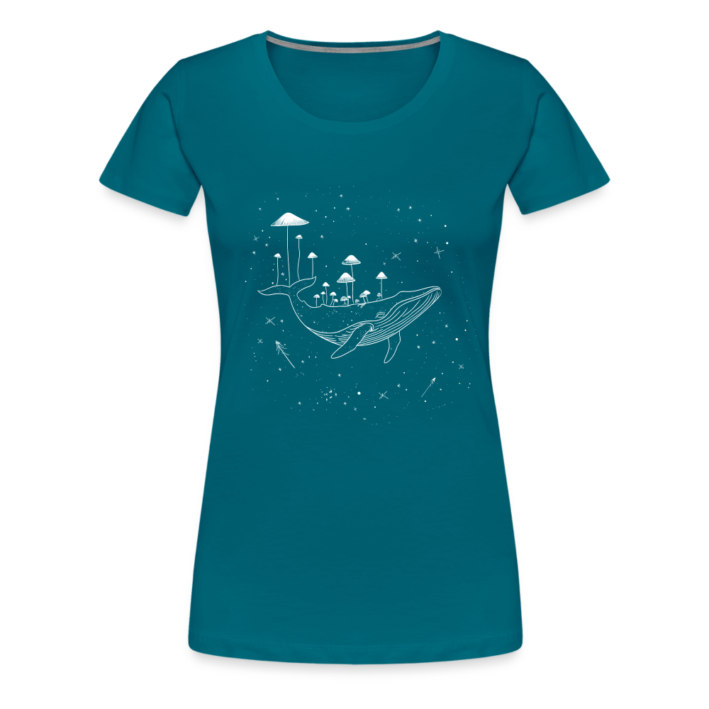 Surrealer Wal mit Pilzen im Weltraum mit Sternen - Frauen Premium T-Shirt - Divablau