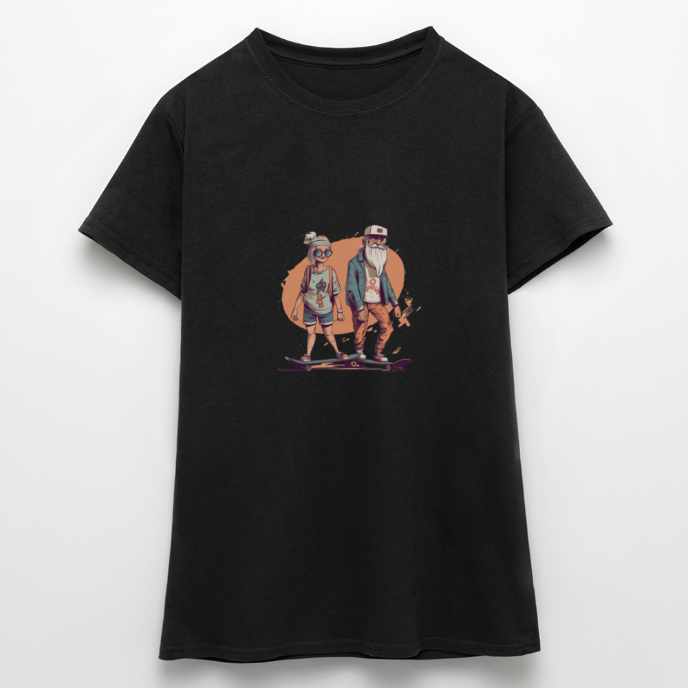 Cooles älteres Pärchen als Skater Hipster - Frauen T-Shirt - Schwarz