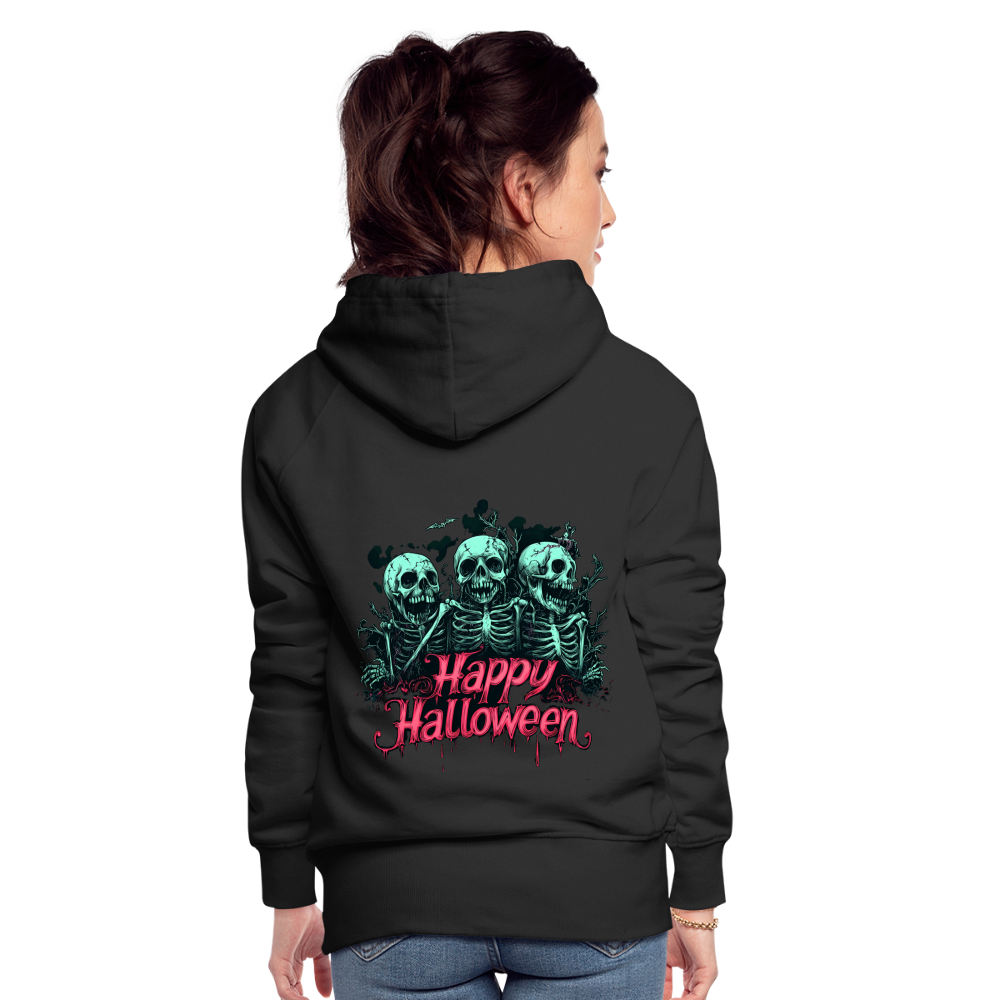 Gruselige Skelette, pink "Happy Halloween" - Frauen Premium Hoodie - Schwarz