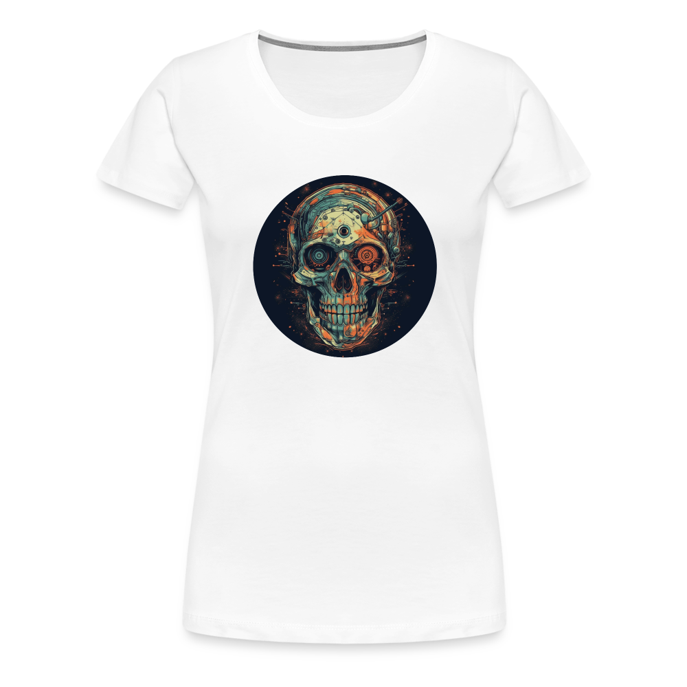Retro Futuristischer Totenkopf Skull Cyborg- Frauen Premium T-Shirt - Weiß