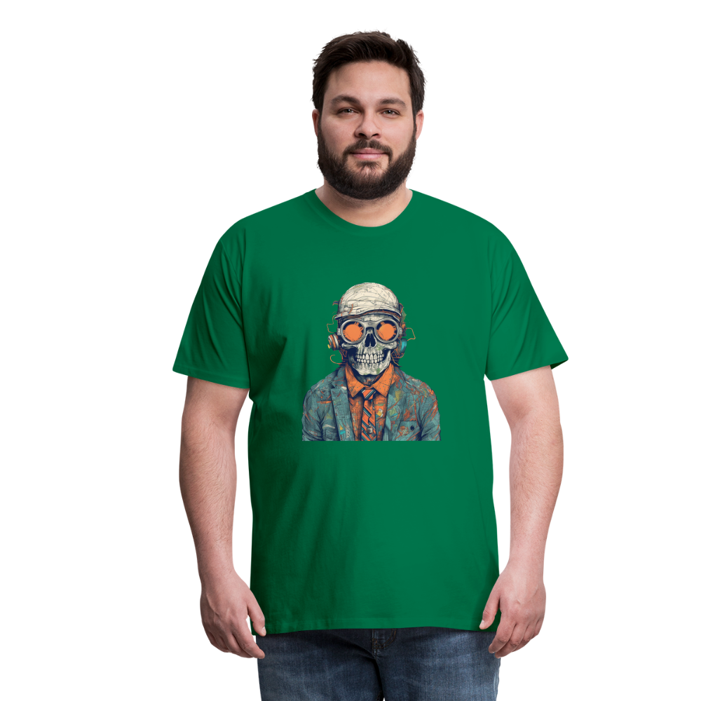 Cooles Skelett Portrait mit Sonnenbrille, Mütze - Männer Premium T-Shirt - Kelly Green