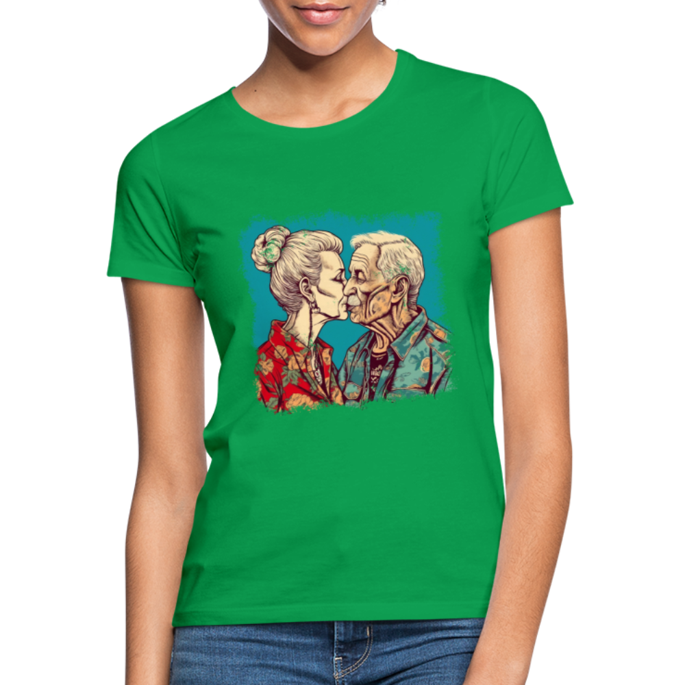 Küssendes Best Ager Pärchen mit Hawaiihemden - Frauen T-Shirt - Kelly Green