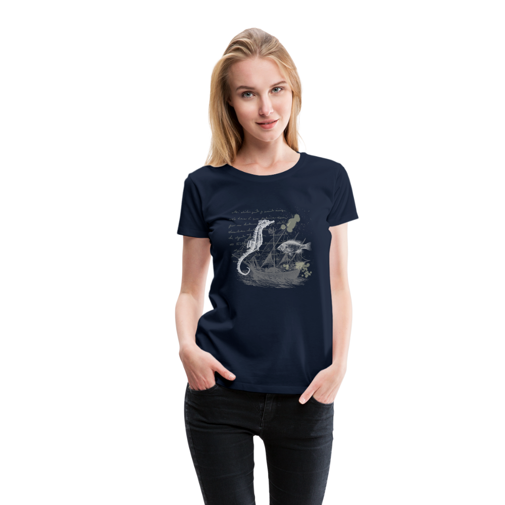 Vintage Steampunk Seepferdchen Motiv - Frauen Premium T-Shirts - Navy
