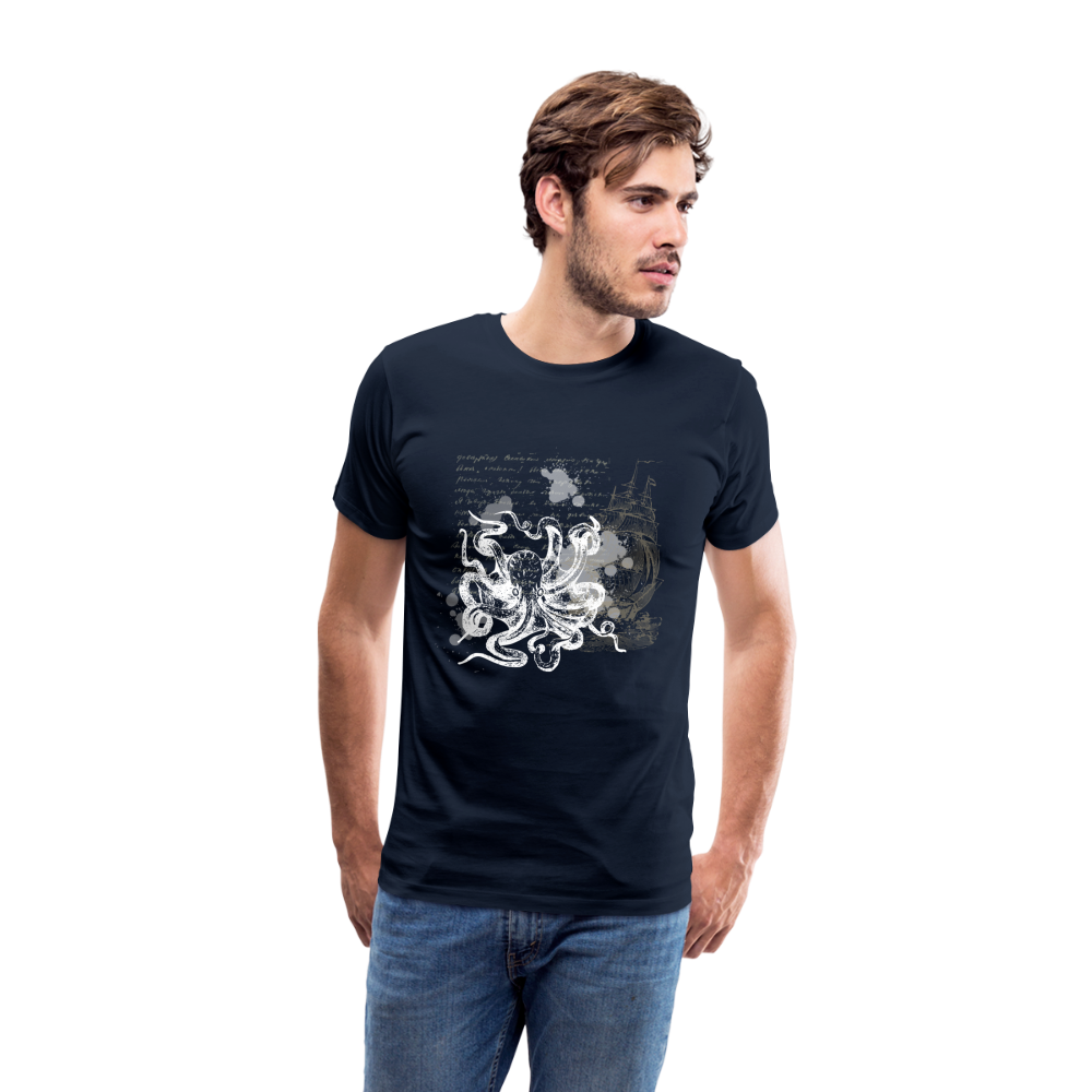 Vintage Steampunk Oktopus Motiv - Männer Premium T-Shirts - Navy