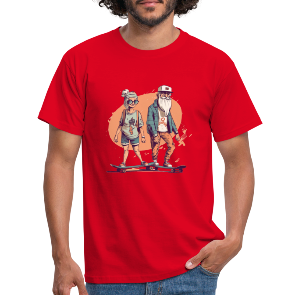 Cooles älteres Pärchen als Skater Hipster - Männer T-Shirt - Rot