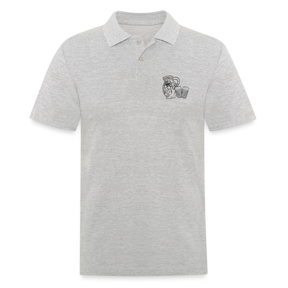 Bembel mit Gläsern - Hessisch Mundart - Männer Premium Poloshirt - Grau meliert
