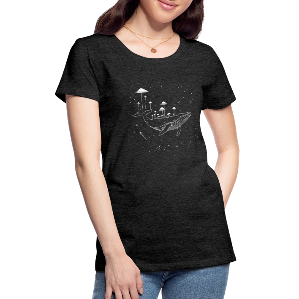 Surrealer Wal mit Pilzen im Weltraum mit Sternen - Frauen Premium T-Shirt - Anthrazit