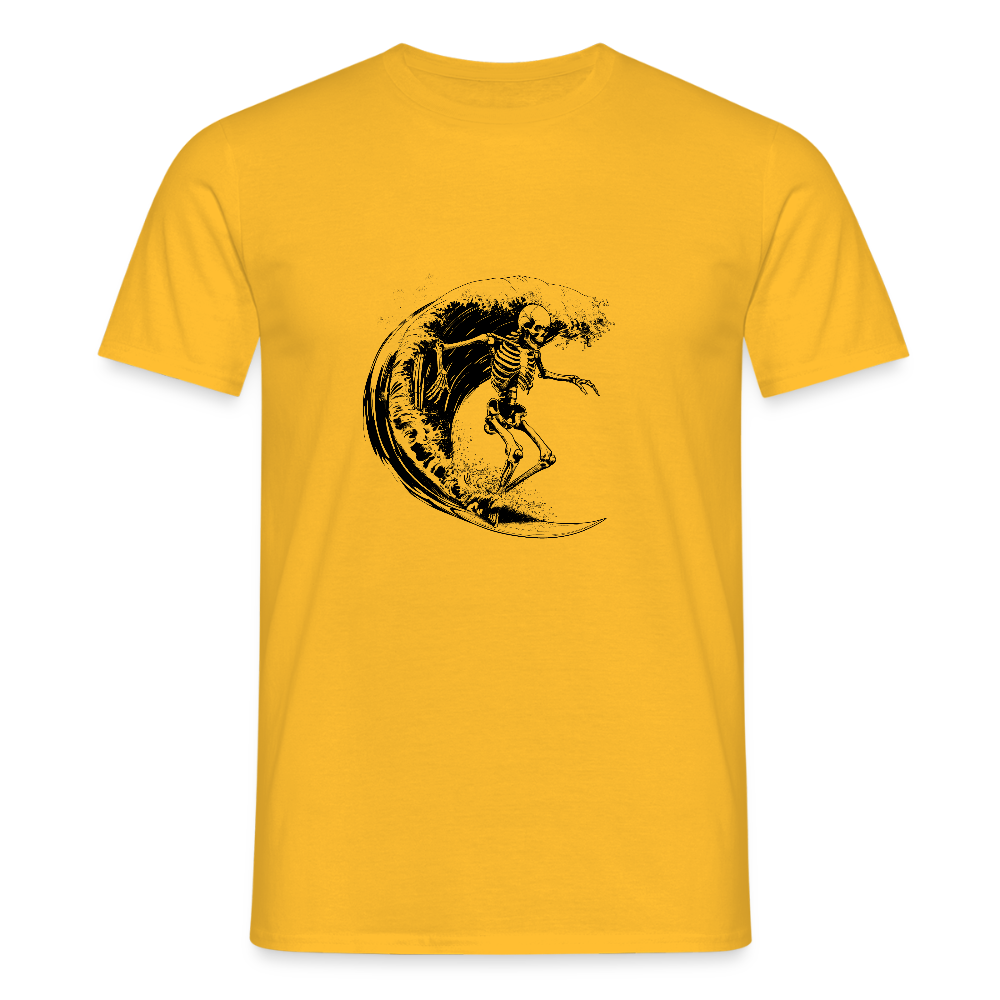 Cooles Surfer Skelett - Männer T-Shirt - Gelb