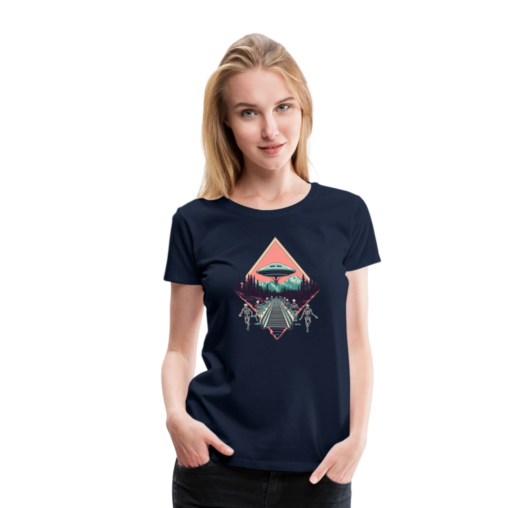 Retro UFO 80er Jahre Motiv - Frauen Premium T-Shirt - Navy