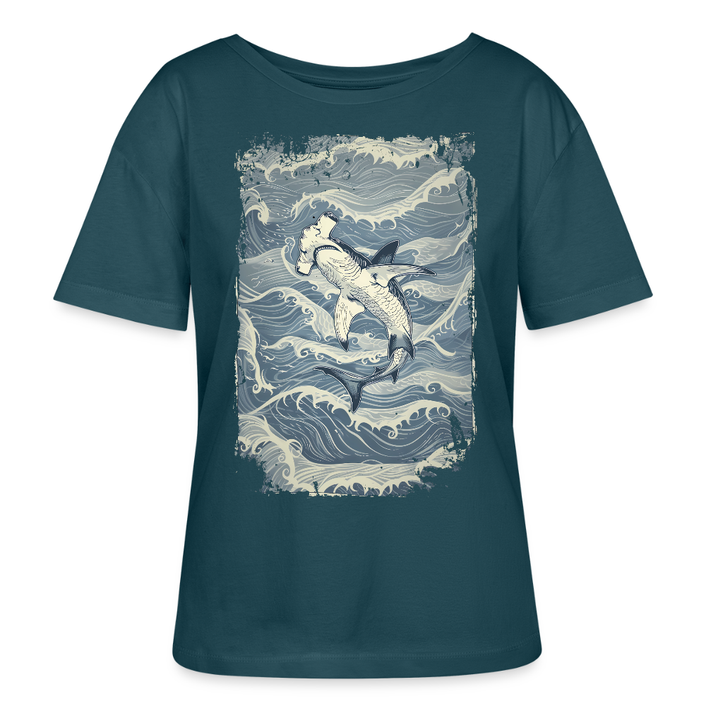 Vintage Hammerhai im japanischen inspirierten Tattoo Stil - Stanley/Stella Relaxed Rundhals Frauen Bio-T-Shirt SERENA - Dunkles Petrol