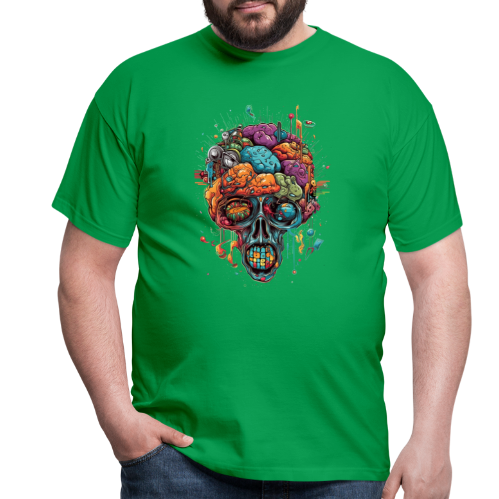 Surrealistischer, psychedelischer Totenkopf - Männer T-Shirt - Kelly Green