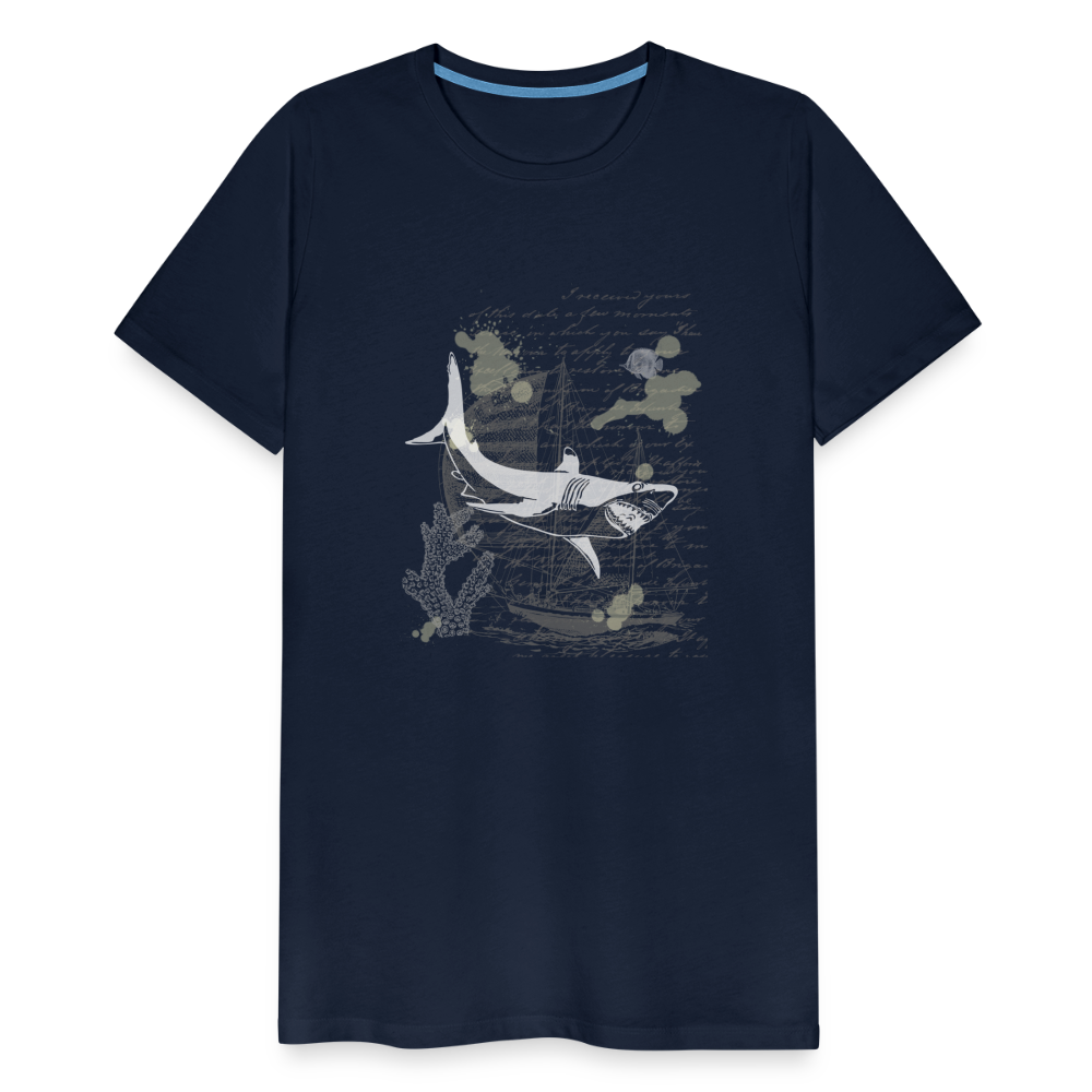 Vintage Steampunk Hai Motiv - Männer Premium T-Shirts - Navy