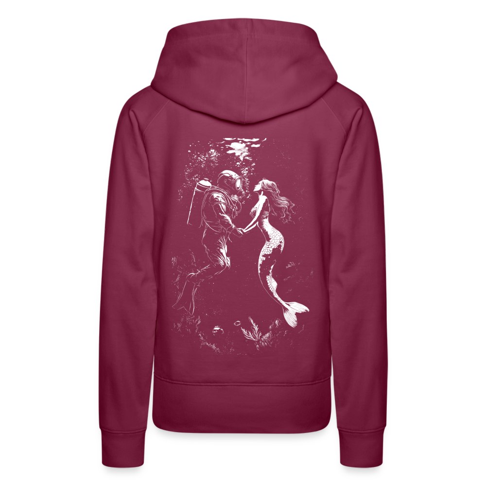 Taucher und Meerjungfrau - Frauen Premium Hoodie - Bordeaux