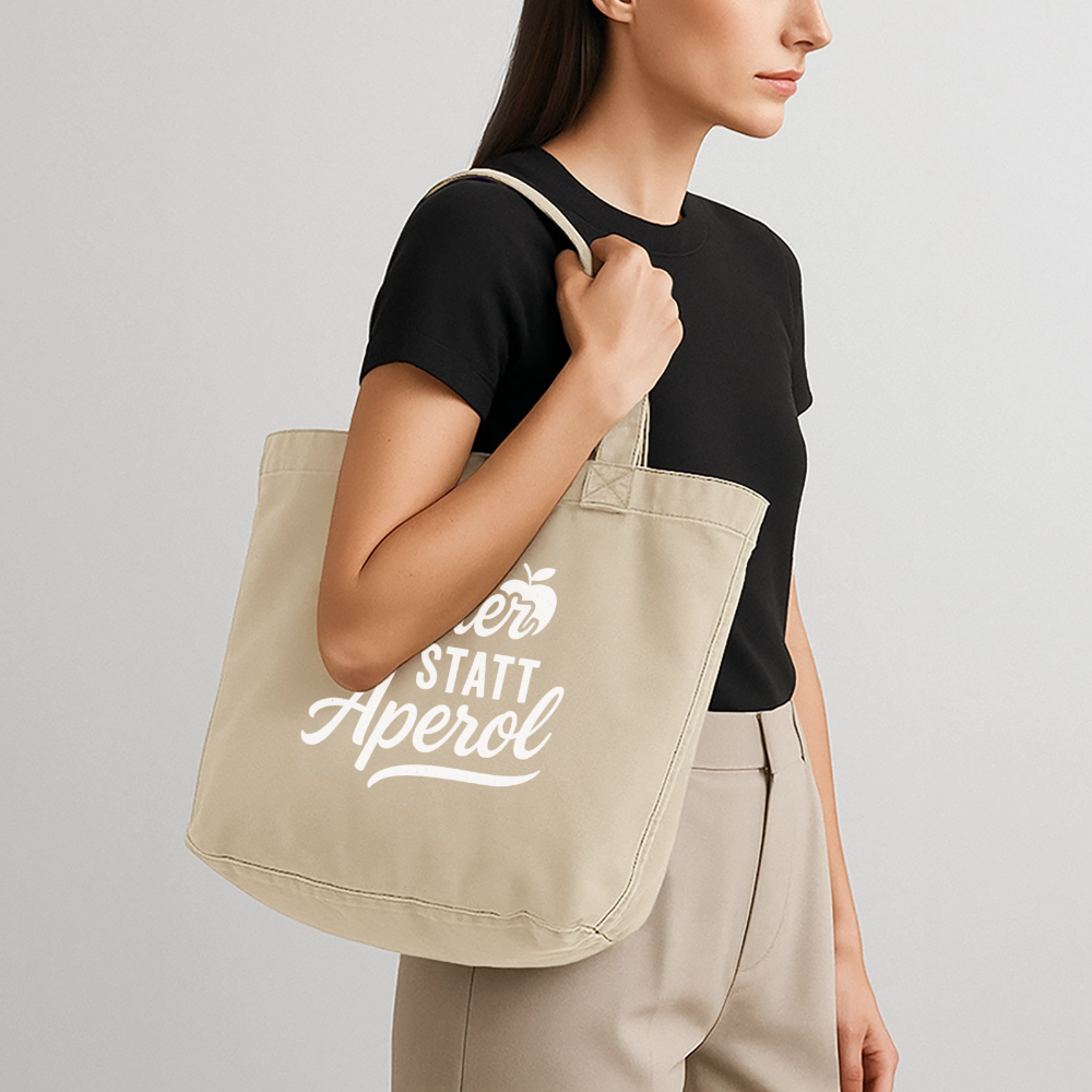 Äppler statt Aperol - Vintage-Washed Shopper - Vintage Sand