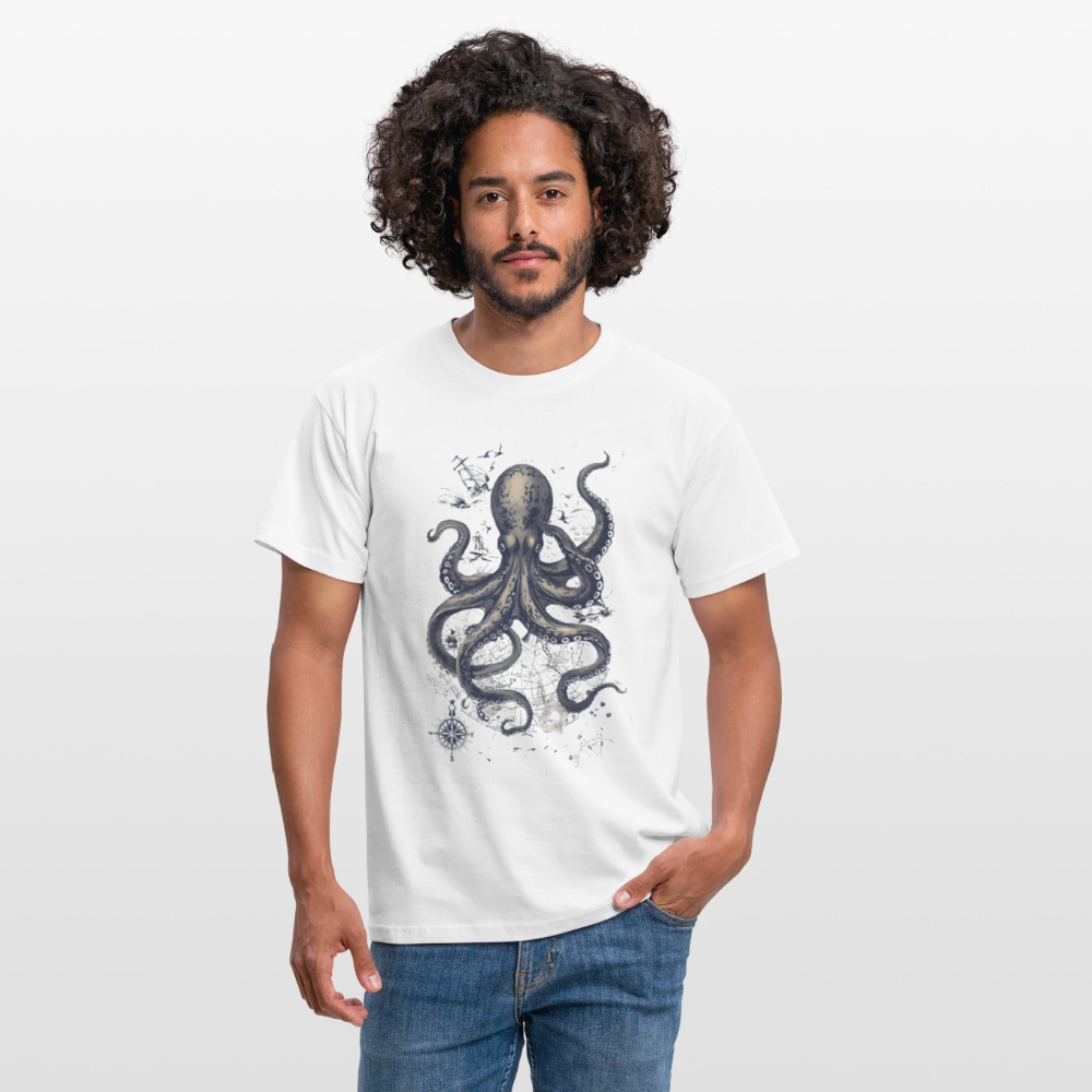 Steampunk Oktopus - Männer T-Shirt - Weiß
