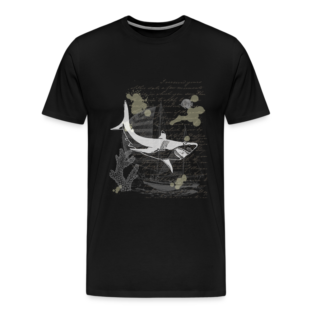 Vintage Steampunk Hai Motiv - Männer Premium T-Shirts - Schwarz
