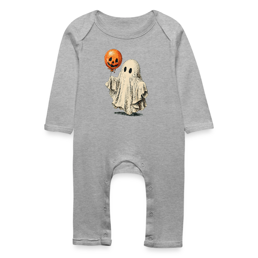 Süßer Halloween-Geist - Baby Bio Strampler - Grau meliert