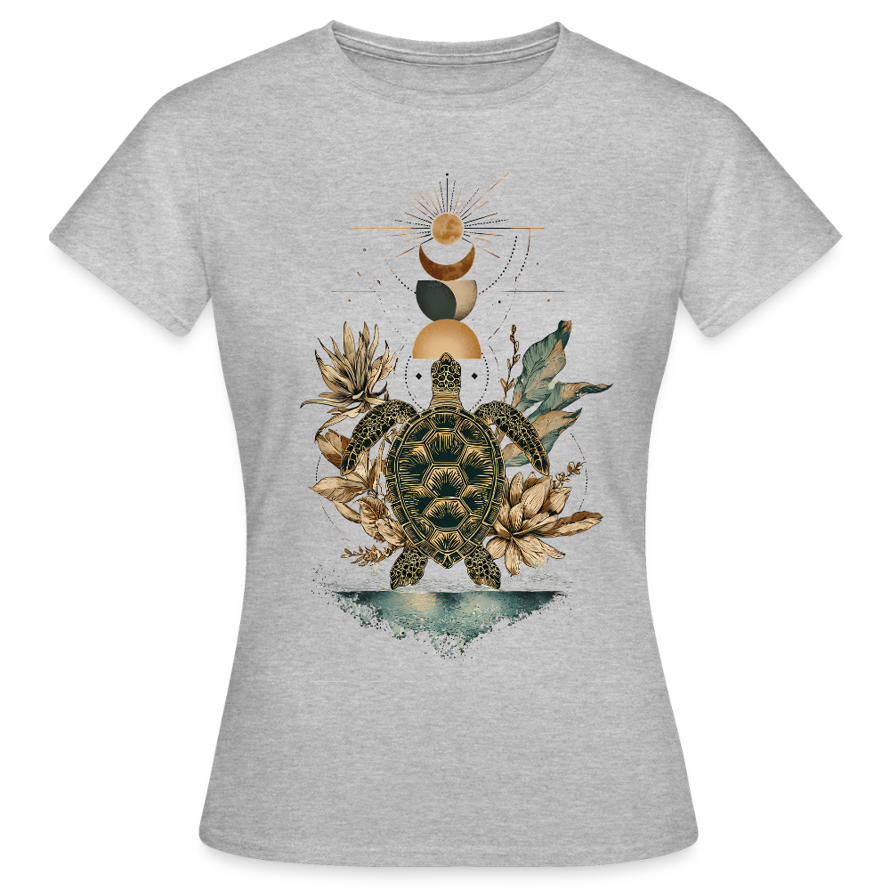 Sacred Turtle – Mondphasen - Frauen T-Shirt - Grau meliert