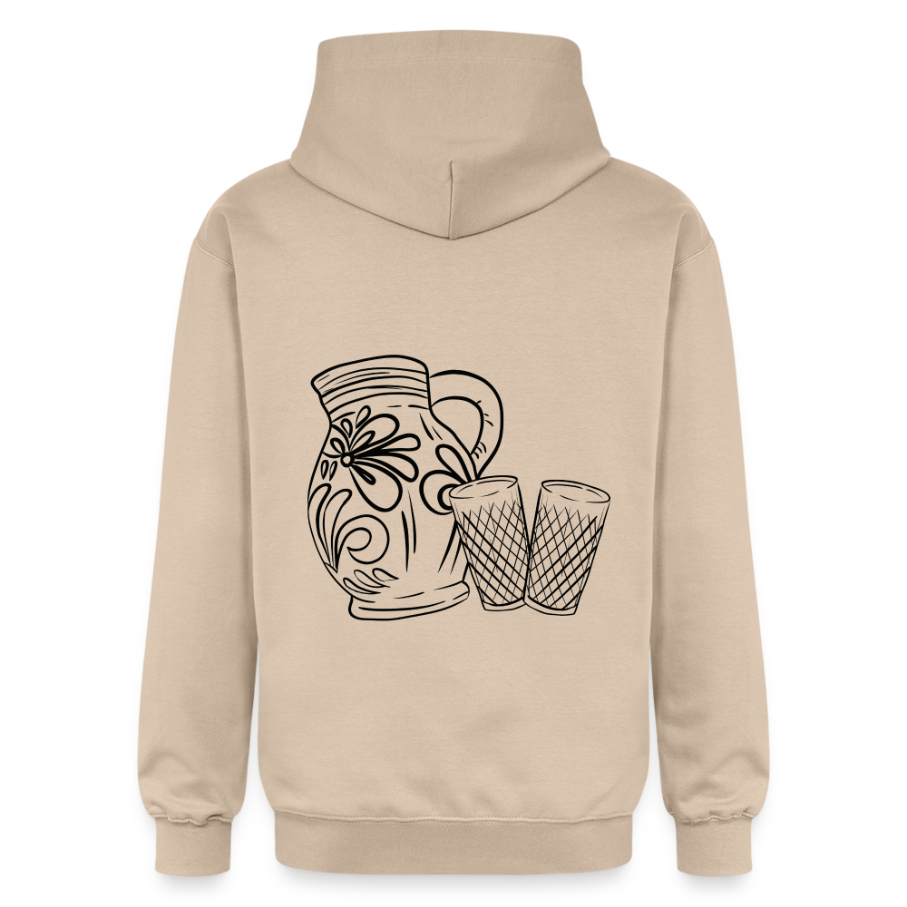 Bembel mit Gläsern - Hessisch Mundart - Unisex Premium Hoodie - Sand