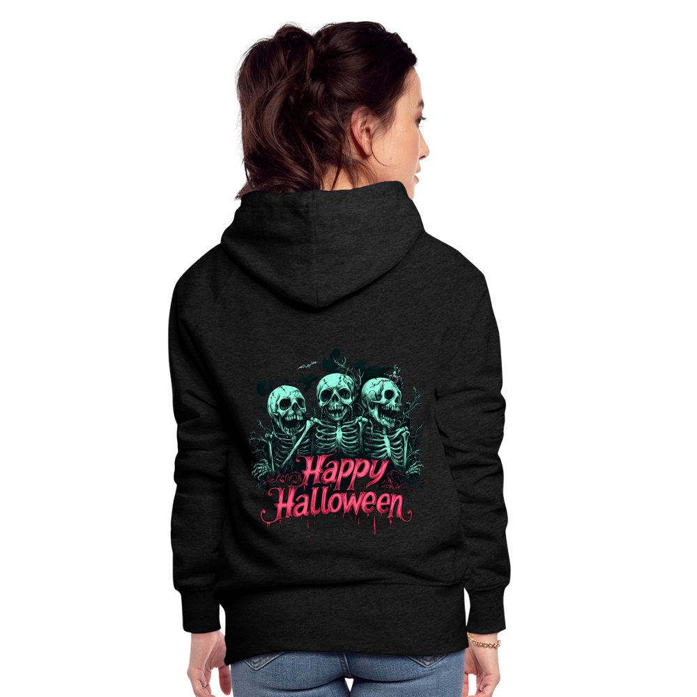 Gruselige Skelette, pink "Happy Halloween" - Frauen Premium Hoodie - Anthrazit