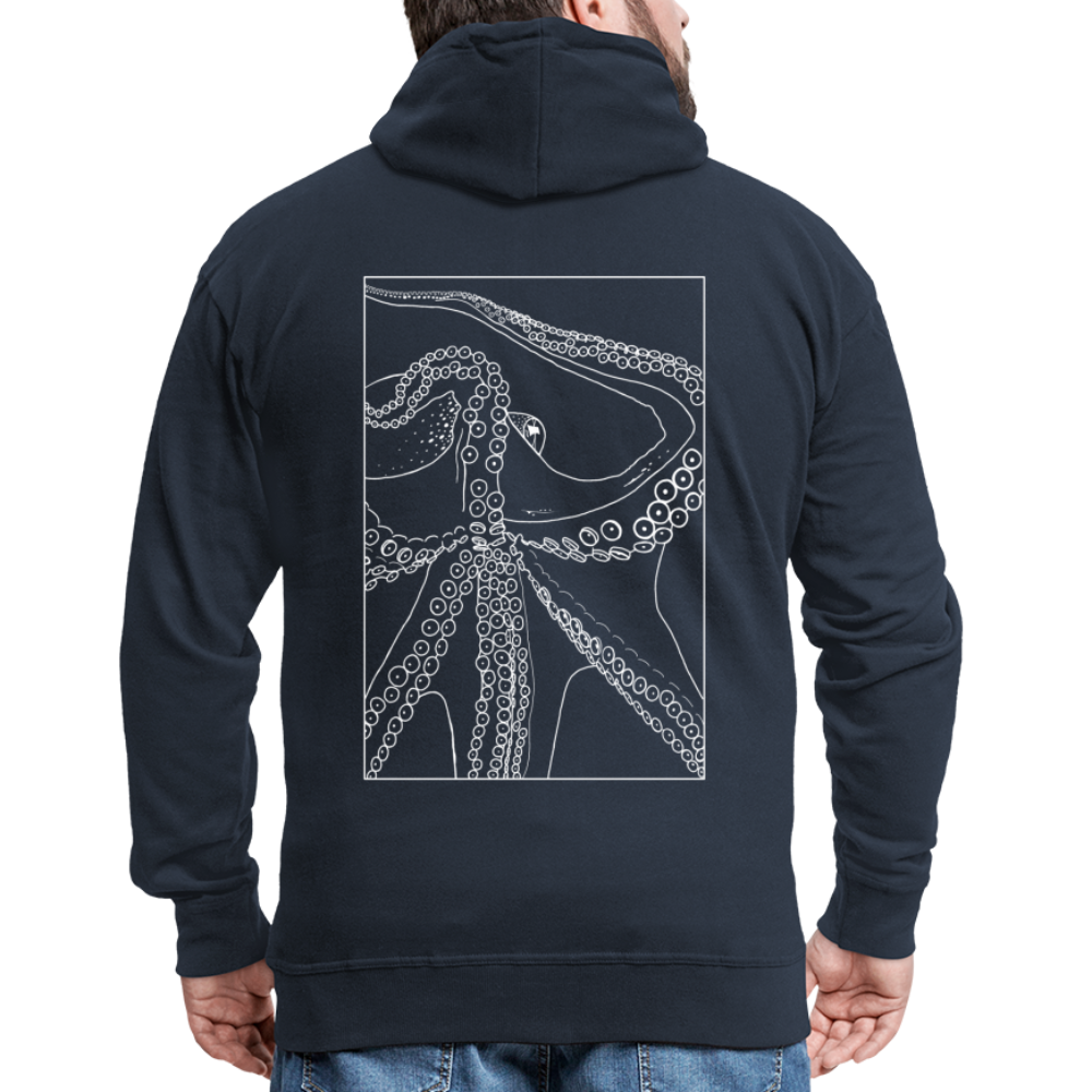 Lineart Oktopus im Rahmen - Männer Premium Kaputzenjacke - Navy