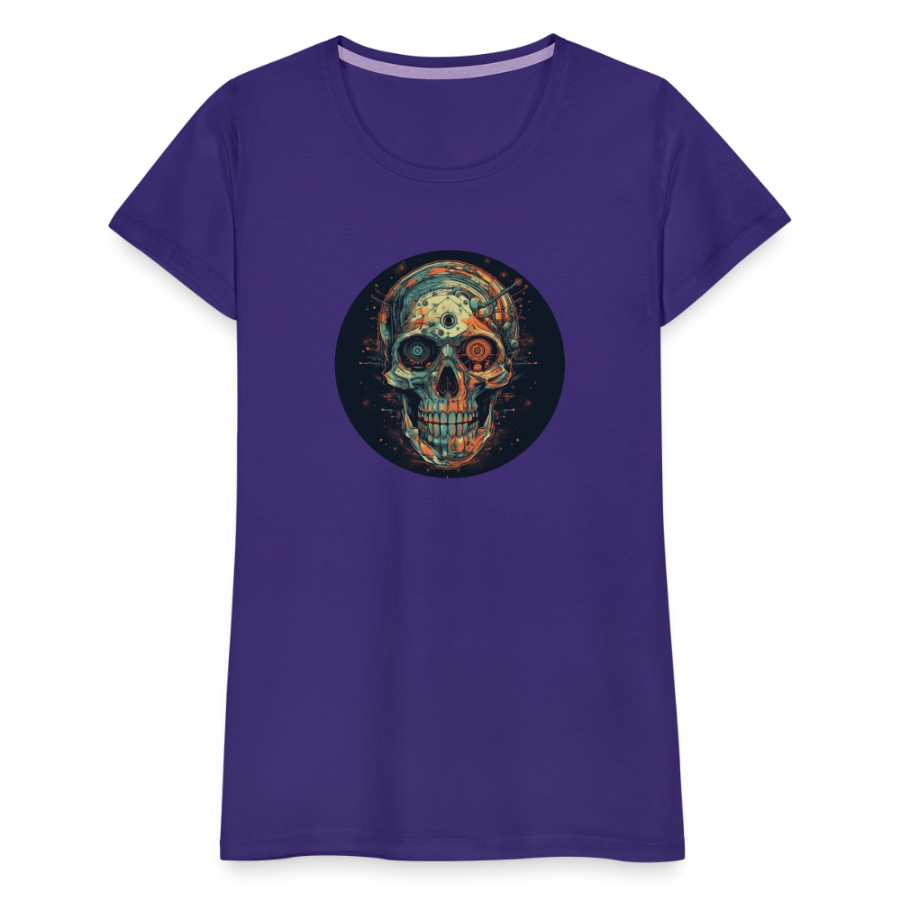 Retro Futuristischer Totenkopf Skull Cyborg- Frauen Premium T-Shirt - Lila