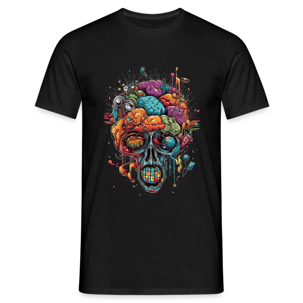 Surrealistischer, psychedelischer Totenkopf - Männer T-Shirt - Schwarz