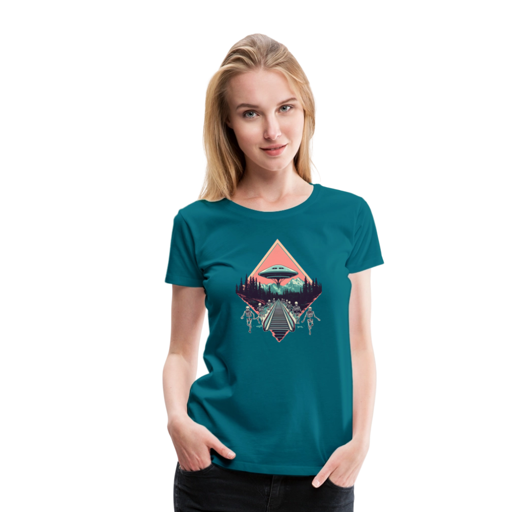 Retro UFO 80er Jahre Motiv - Frauen Premium T-Shirt - Divablau