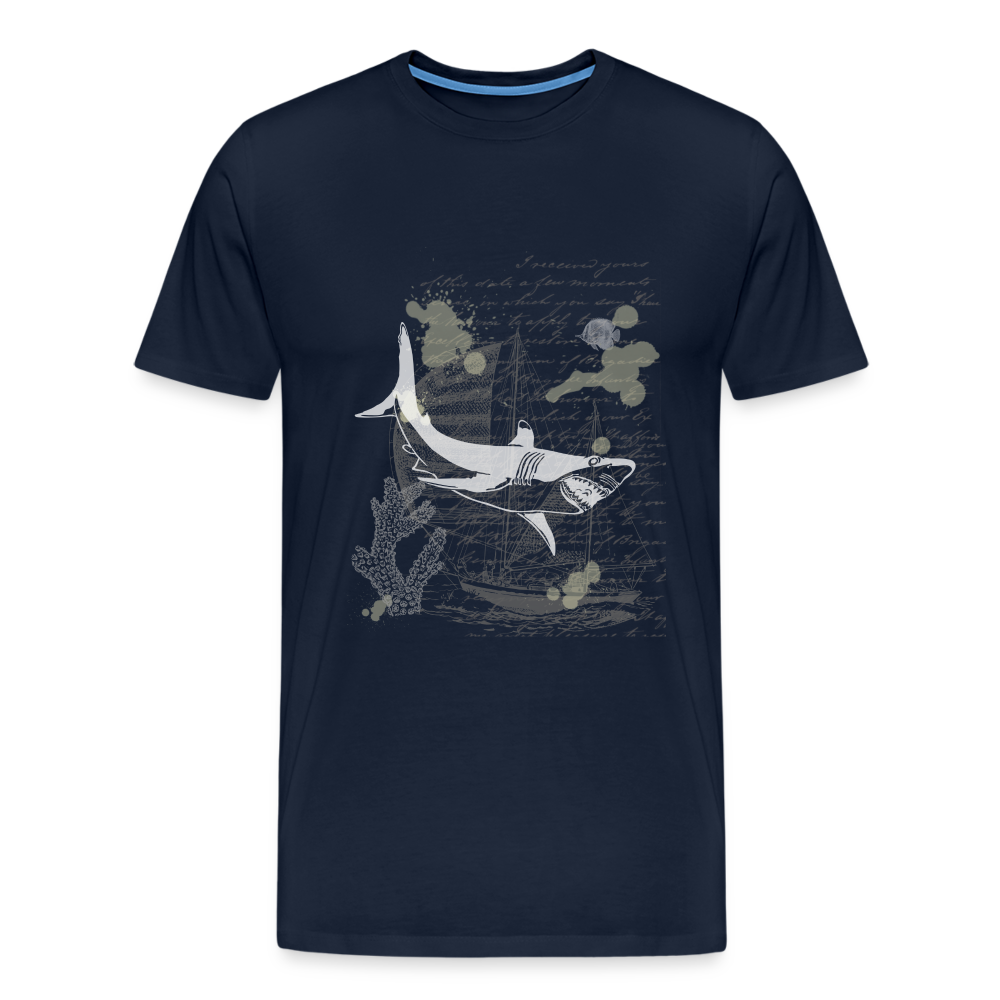 Vintage Steampunk Hai Motiv - Männer Premium T-Shirts - Navy