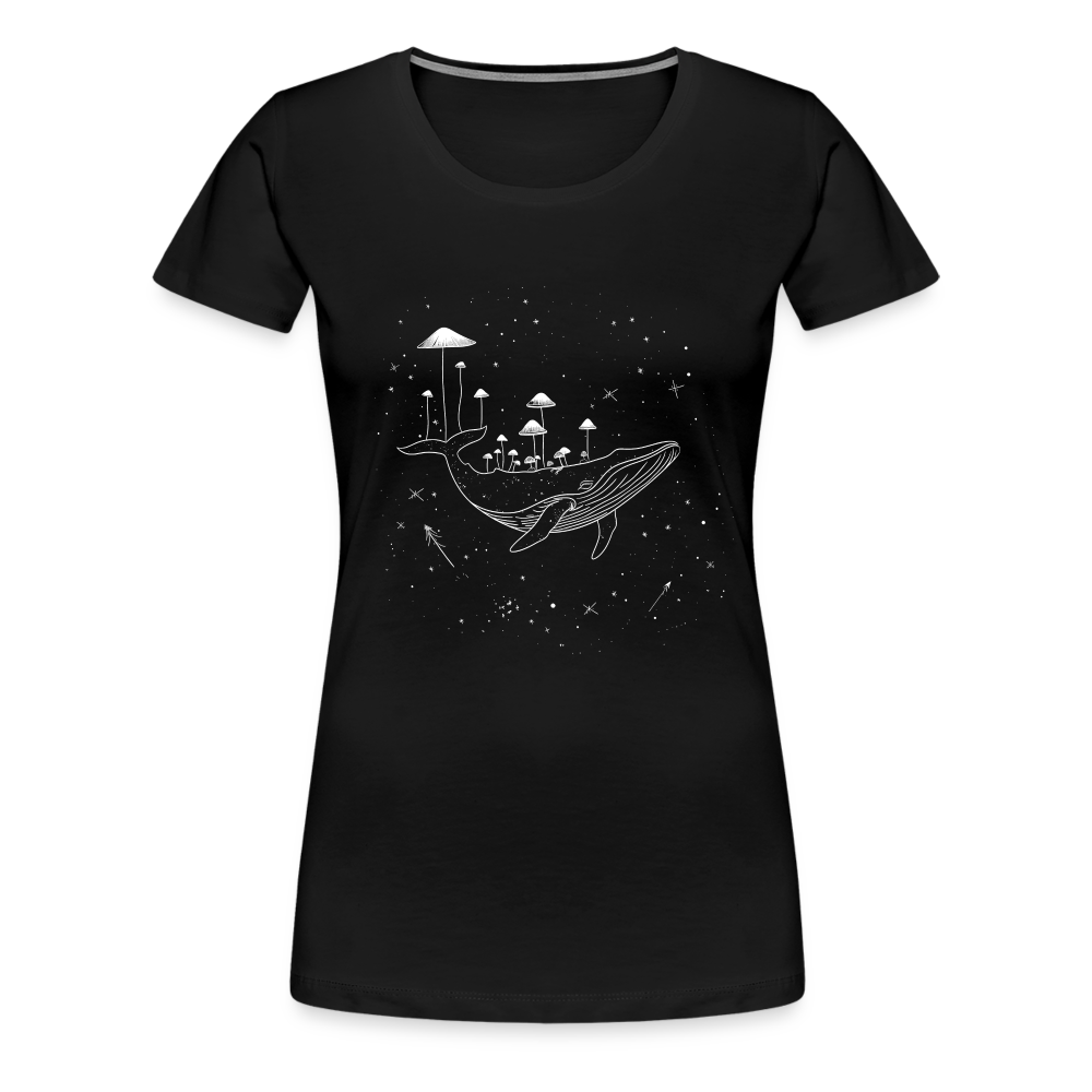 Surrealer Wal mit Pilzen im Weltraum mit Sternen - Frauen Premium T-Shirt - Schwarz