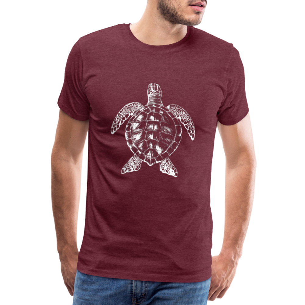 Meeresschildkröte - Monochrom - Männer Premium T-Shirt - Bordeauxrot meliert